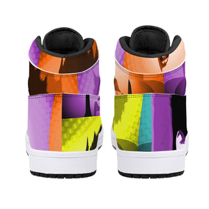 High-Top Synthetic Leather Sneakers